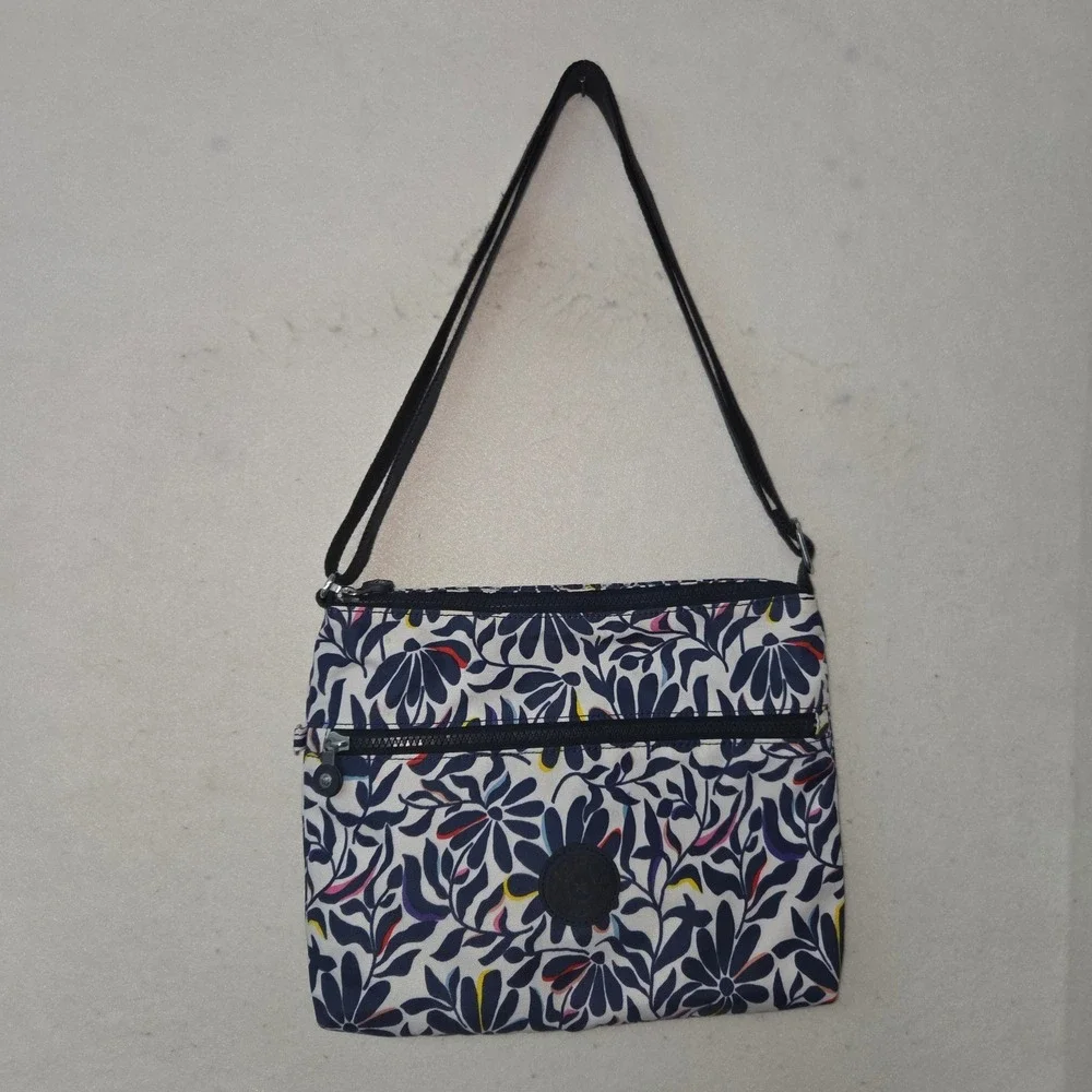 Kipling Mikaela Crossbody Bag Floral Blue Multicolor Nylon Adjustable Strap